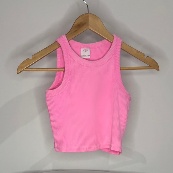 ZARA Kids Ribbed Tank Top – Pink Sleeveless Crop – Size 11/12 - Picture 1 of 4
